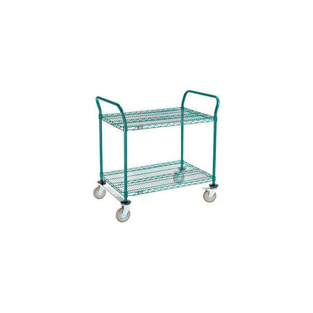 Nexel 2 Shelf Utility Cart Poly-Green36""W x 24""D x 39""H Poly Casters2 Rigid 2