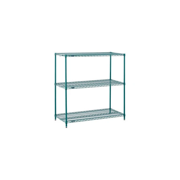 Nexel 3 Shelf Poly-Green Wire Shelving Unit Starter 72""W x 21""D x 34""H