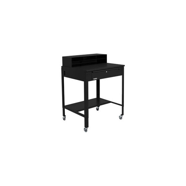 Global Industrial Flat Surfaced Mobile Shop Desk w/ Pigeonhole Riser 34-1/2""W x