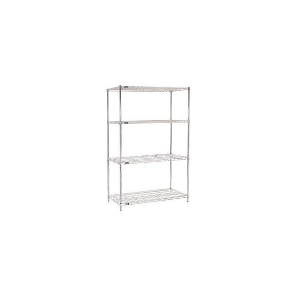 Nexel 4 Shelf Chrome ESD Wire Shelving Unit Starter 24""W x 24""D x 54""H