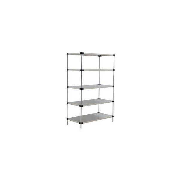 Nexel 5 Shelf Stainless Steel Solid Shelving Unit Starter 36""W x 24""D x 63""H