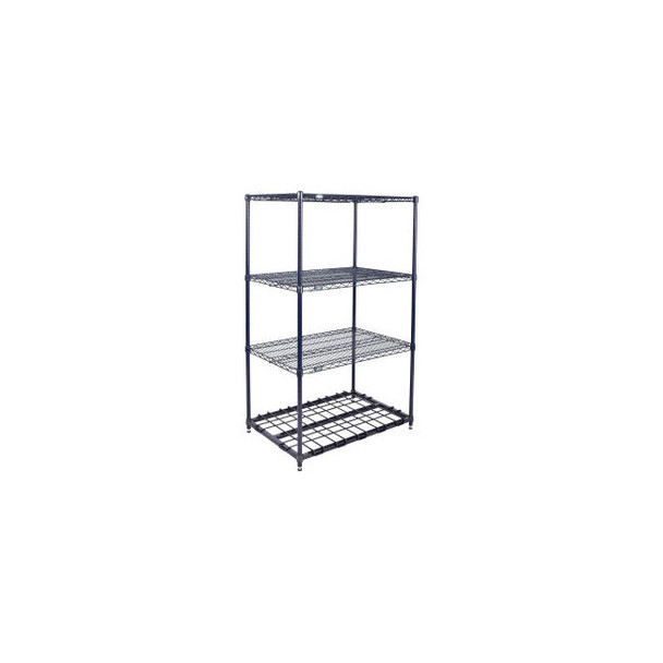 Nexel 4 Shelf Nexelon Blue Wire Shelving Unit Starter 1 HD Shelf 30""W x 24""D x