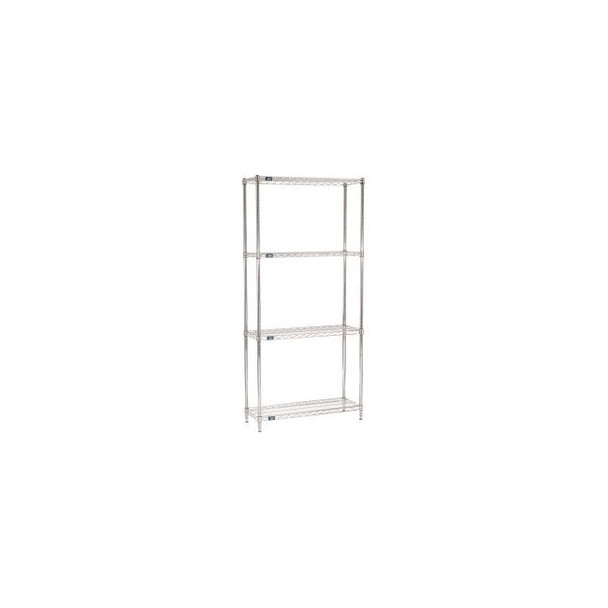 Nexel 4 Shelf Chrome Wire Shelving Unit Starter 36""W x 12""D x 74""H