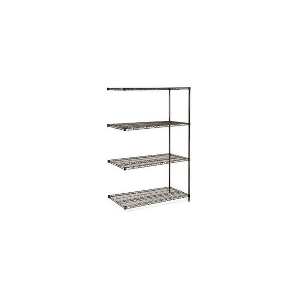 Nexel 4 Shelf Black Epoxy Wire Shelving Unit Add On 24""W x 21""D x 86""H