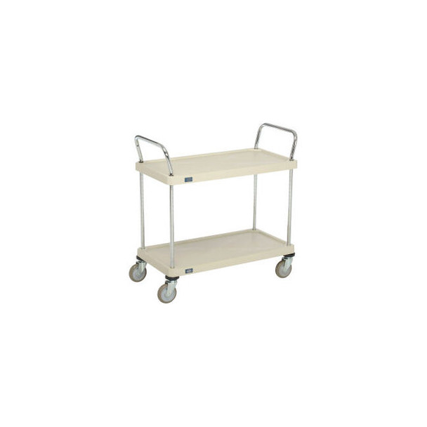 Nexel 2 Shelf Utility Cart Solid Plastic 36""Wx18""Dx39""H Poly Casters4 Swivel