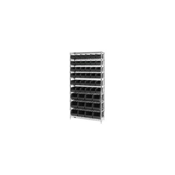 Global Industrial Chrome Wire Shelving With 48 Giant Plastic Stacking Bins Black