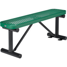 Global Industrial 4' Outdoor Steel Flat Bench Expanded Metal Green