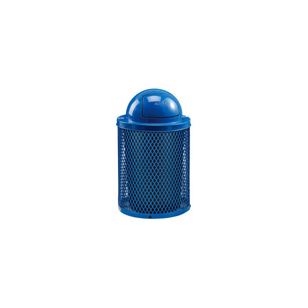 Global Industrial Outdoor Diamond Steel Recycling Can w/Dome Lid 36 Gallon Blue