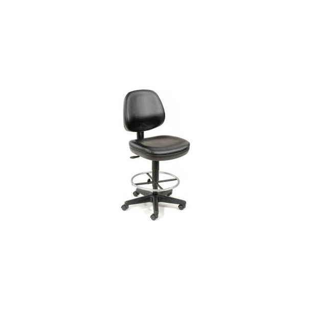 Interion Vinyl Task Stool 360 degrees Footrest Black