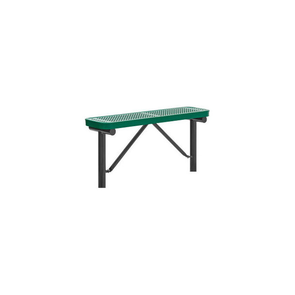Global Industrial 4' Outdoor Steel Flat Bench Perforated Metal In Ground Mount G
