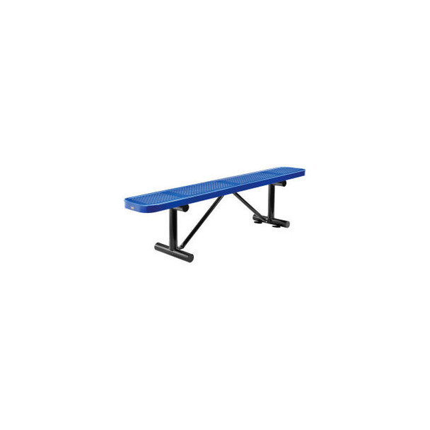 Global Industrial 6' Outdoor Steel Flat Bench Perforated Metal Blue