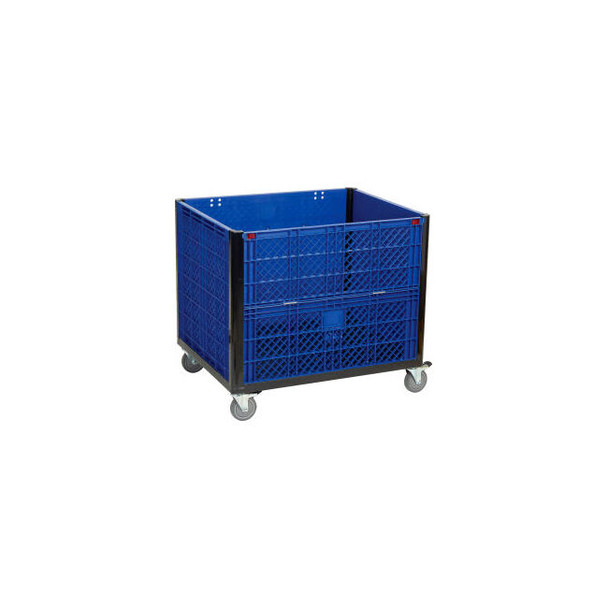 Global Industrial Easy Assembly Solid Wall Container - Drop Gate/Casters 39-1/4x