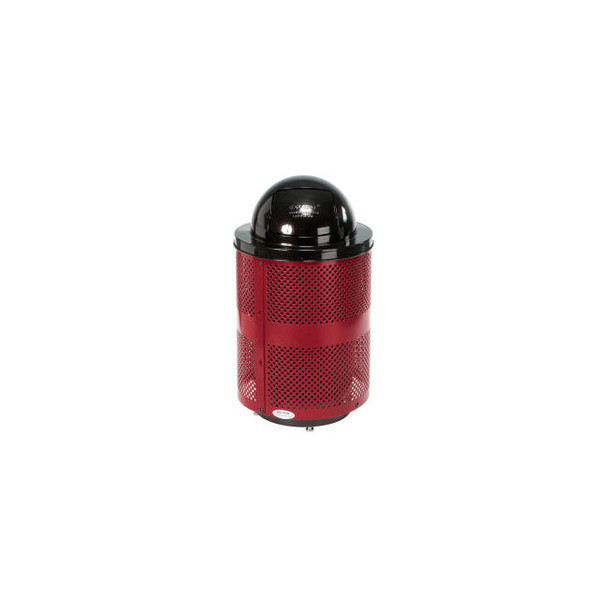 Global Industrial Outdoor Perforated Steel Trash Can With Dome Lid & Base 36 Gal