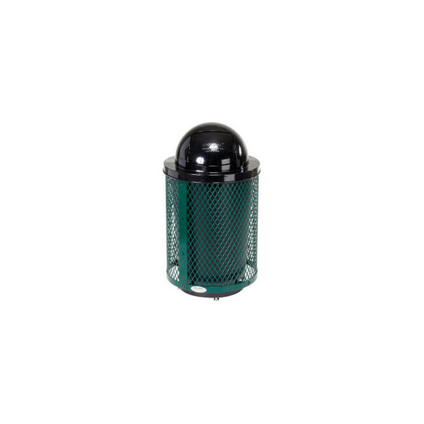 Global Industrial Outdoor Diamond Steel Trash Can With Dome Lid & Base 36 Gallon