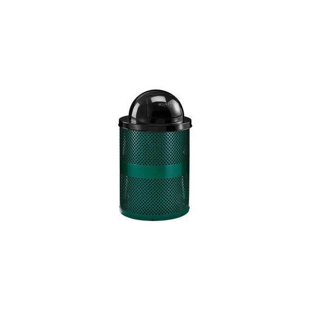 Global Industrial Outdoor Perforated Steel Trash Can With Dome Lid 36 Gallon Gre