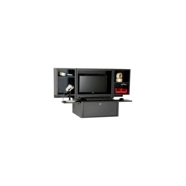 Global Industrial Countertop Fold-Out Computer Cabinet Black