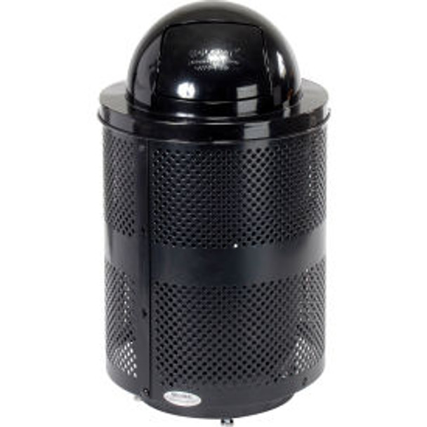 Global Industrial Outdoor Perforated Steel Trash Can With Dome Lid & Base 36 Gal