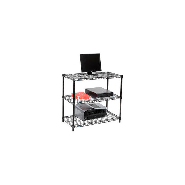 Nexel 3-Shelf Black Wire Shelf Printer Stand 36""W x 18""D x 34""H