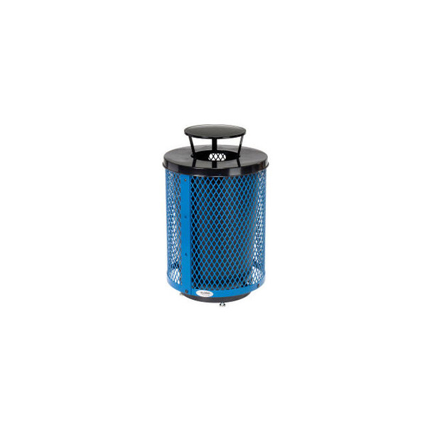 Global Industrial Outdoor Diamond Steel Trash Can W/Rain Bonnet Lid & Base 36 Ga