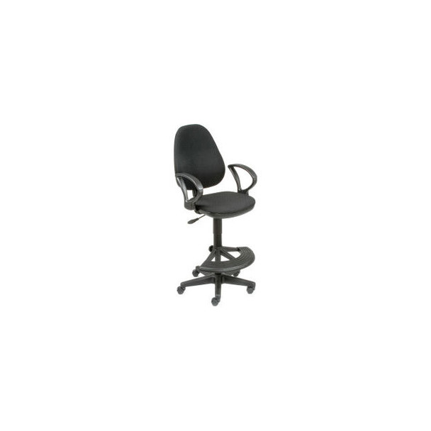 Interion Ergo Work Stool - Fabric - 180 degrees Footrest - Black