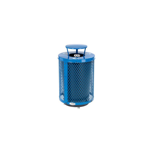 Global Industrial Outdoor Diamond Steel Recycling Can W/Rain Bonnet Lid & Base 3