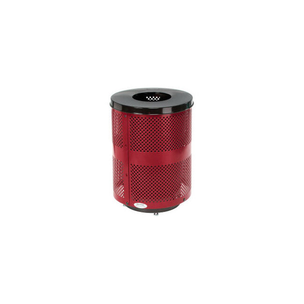 Global Industrial Outdoor Perforated Steel Trash Can With Flat Lid & Base 36 Gal