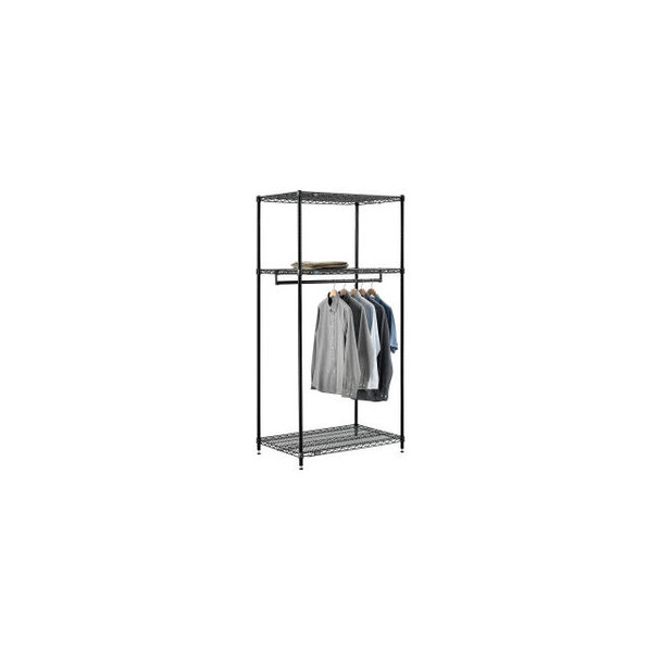 Free Standing Clothes Rack - 3 Shelf - 36""W x 24""D x 74""H - Black