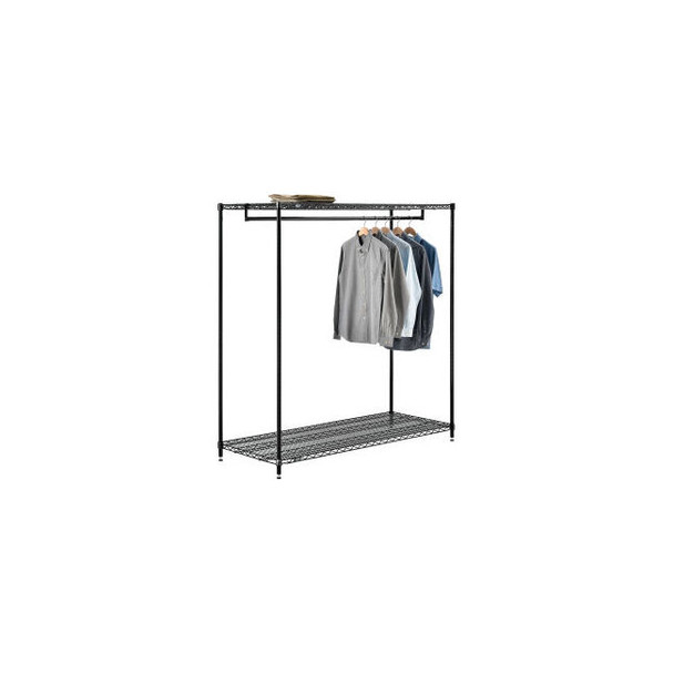 Free Standing Clothes Rack - 2 Shelf - 60""W x 24""D x 63""H - Black