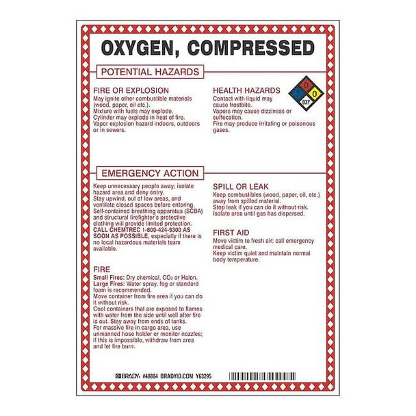 Brady Chemical Sign, 10 in Height, 7 in Width, Rectangle 48884