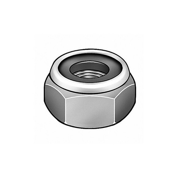 Nylon Insert Lock Nut, #10-24, Steel, Grade 2, Chrome Plated, 15/64 in Ht, 5 PK