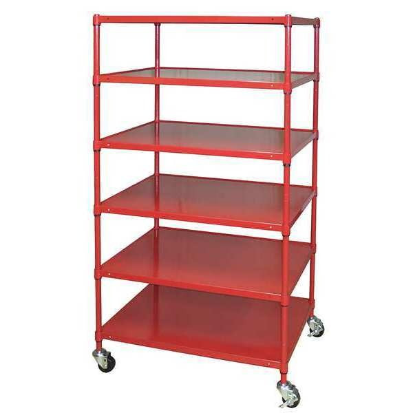 Mobile Metal Shelving Unit, 24"D x 36"W x 67"H, 6 Shelves, Steel