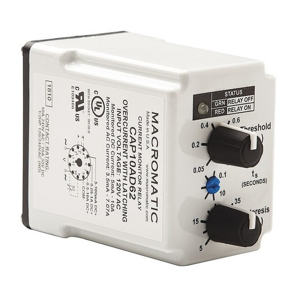 Macromatic CurrentSensor Relay, 10A, 120VAC, 11Pins CAP10AD62
