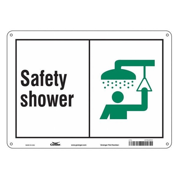 Safety Shower, 14 in W x 10 in H, Horizontal Rectangle, Aluminum, 470Z95