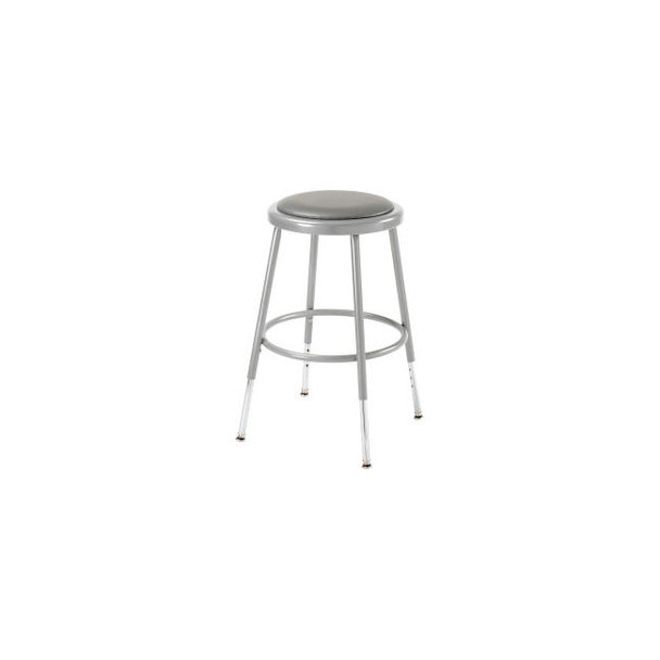 Interion Steel Shop Stool with Padded Seat - Adjustable Height 19"" - 27"" - Gra