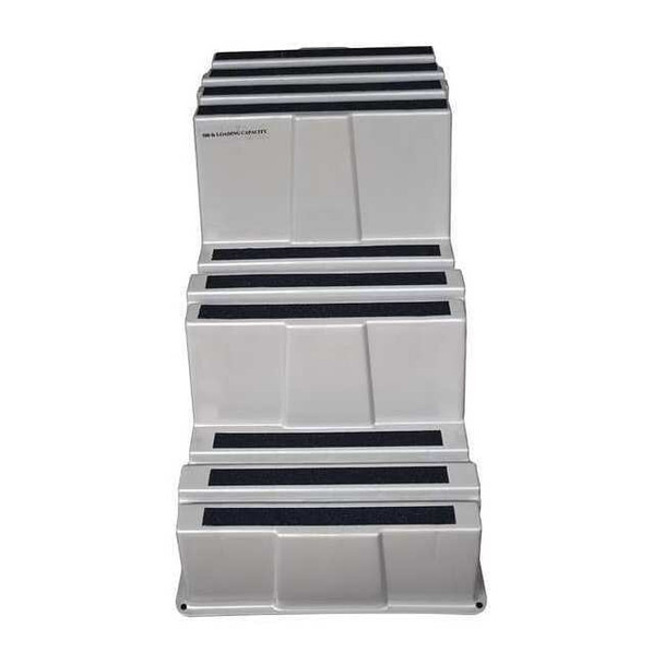 Box Step, 3 Steps, 500 lb Load Capacity, 28 3/4 in Overall Height, Plastic, Gray