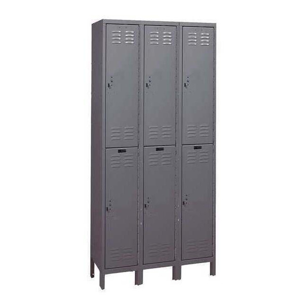 Wardrobe Locker, 36 in W, 12 in D, 78 in H, (2) Tier, (3) Wide, Dark Gray