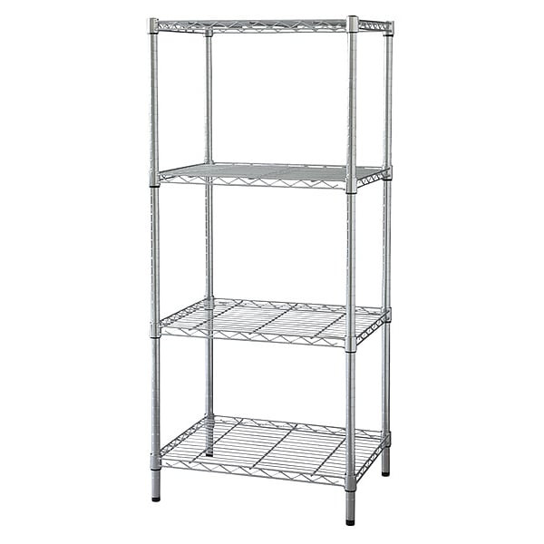 Wire Shelving Unit, 18"D x 60"W x 63"H, 4 Shelves, Chrome