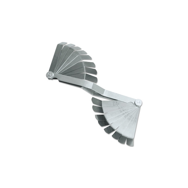 16 Blade Overhead Valve Feeler Gauge Set, 0.009 in to 0.027 in Thickness, Inch/Metric, 1/2 in x 9 in