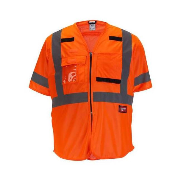 Class 3 High Visibility Orange Safety Vest - Large/X-Large