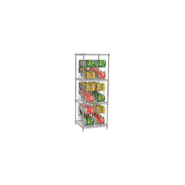 Nexel CR2424C Can Rack System 3 Tier Chrome 24""W X 24""D x 66""H