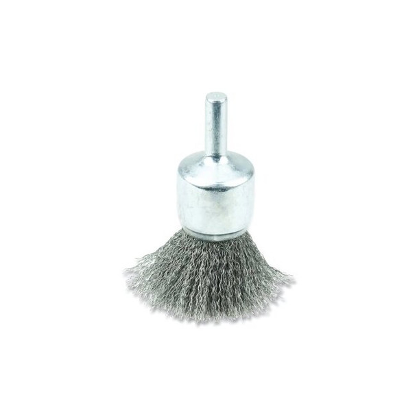 Crimped Wire Solid End Brush, Steel, 3/4 in dia x 0.006 in Wire, 22000 RPM