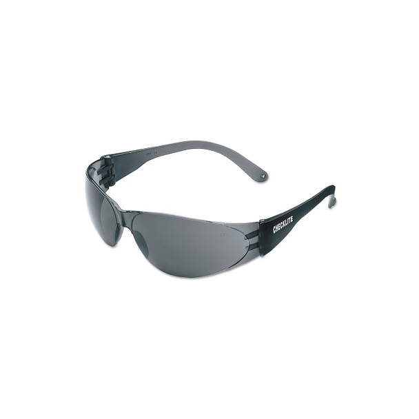 Checklite® CL1 Frameless Safety Glasses, Polycarbonate Gray Lens, UV-AF®, Smoke Polycarbonate Temples