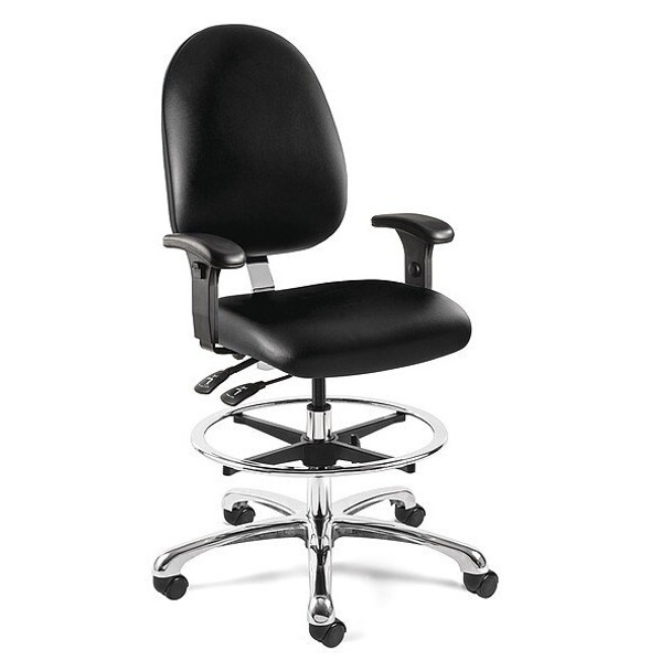 Bevco Drafting Chair,56 in H,Silver 9551L-S-BKV-3850S/5-A5 Bevco Drafting Chair,56 in H,Silver 9551L-S-BKV-3850S/5-A5