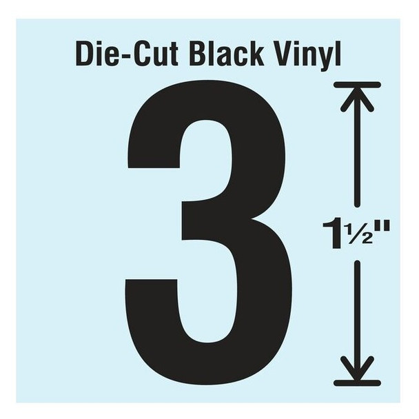 Stranco NumberLabel,Vinyl,1-1/2inH,7/8inW,PK10 DBV-1.5-3-10