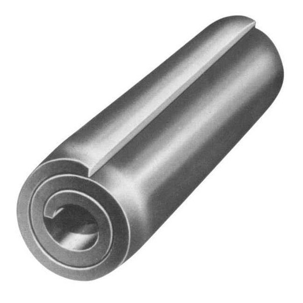 Coiled Spring Pin, 1/2 in Outside Dia, 4 in L, Steel, 5 PK