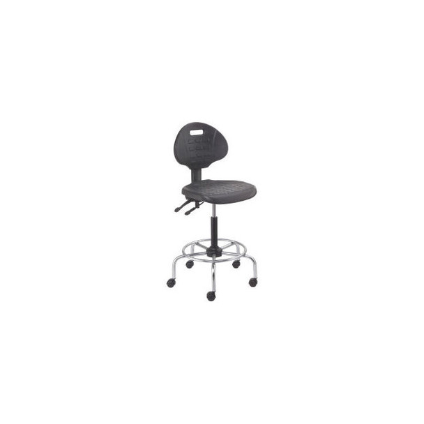 Interion 4-Way Black Adjustable Shop Stool With Chrome Base