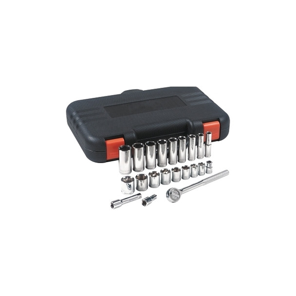 22 Piece Standard and Deep Socket Sets, 3/8 in, 6 Point