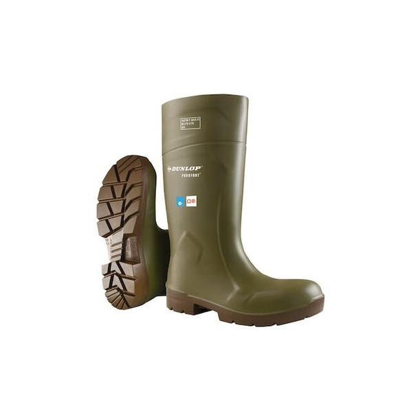 Dunlop Unisex Tall Rubber Boots, Steel Toe, Green, Men's 10, Women's 12 5183155