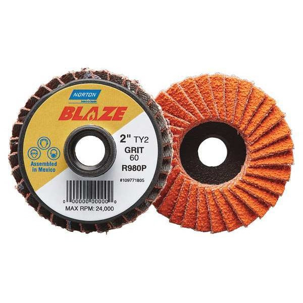 Norton Abrasives Flap Disc,Crs,Grit 40,TY 2,3in,Blaze 77696090161