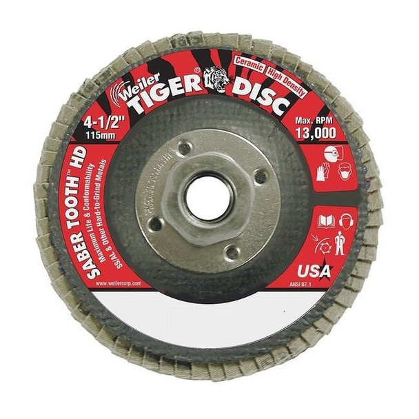 4-1/2 Tiger Ceramic High Density (TY27) Abrasive 80C 5/8"-11 UNC Nut